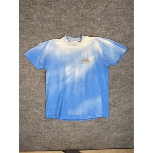 Vintage Stedman Wilderness Wolf T Shirt XL Blue Bleached Distressed 90s USA